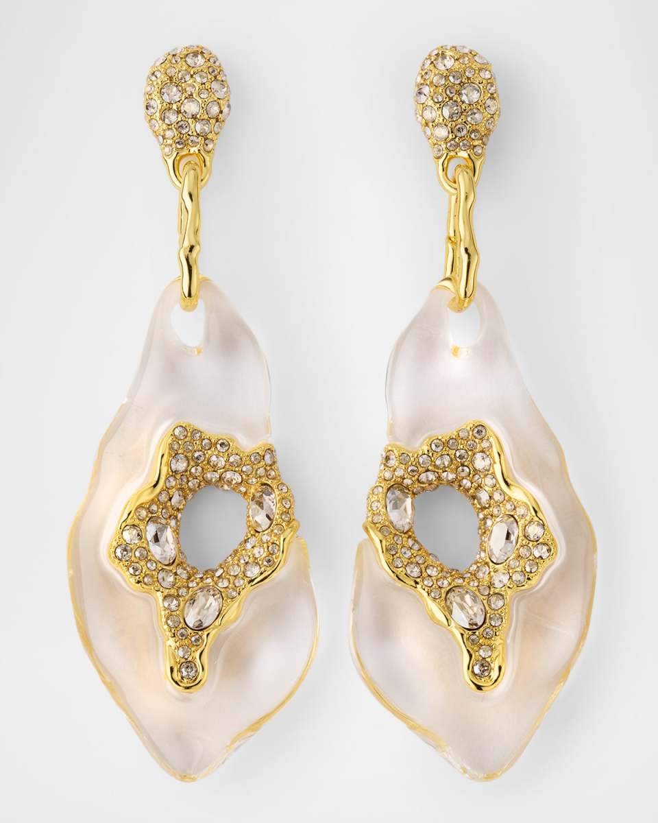 Liquid Lucite Crystal Pave Geode Drop Earrings
